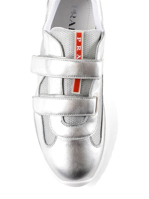 silver prada trainers|prada embellished sneakers.